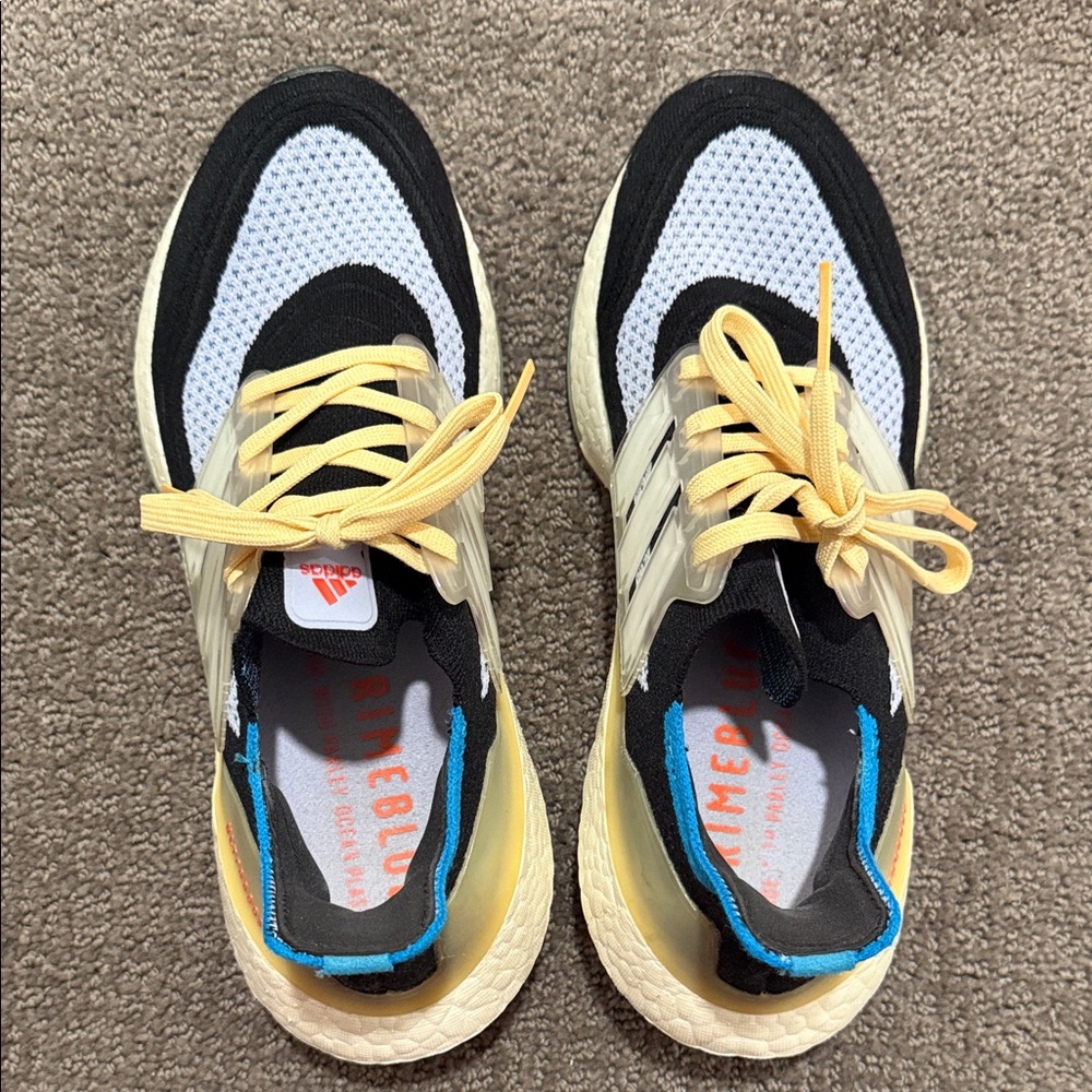 Adidas Primeblue Sneakers with Yellow Accents size 7